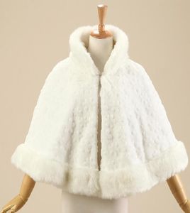 2017 Warm Thick Fur Wedding Cloak Standup Collar White Bridal Bolero Jacket Short Winter Bridal Cape In Stock7223935