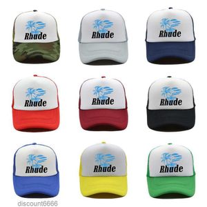 Hat pary sportowe rhude haft baseball designerka na zewnątrz wzór krążownika podróż wakacyjna podróż słońca oddychająca czapki moda marka drukowana dież wolny unisex