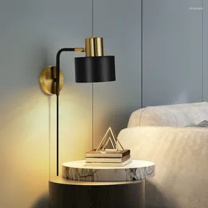 Duvar lambası nordic lüks okuma led fiş anahtarı yatak odası başucu ışıkları ev dekoracion habitacion lambaları oturma odası