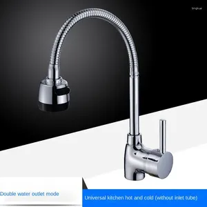 Kitchen Faucets Faucet Deck Mounted Mixer Tap 360 Degree Rotation Stream Sprayer Nozzle Sink Cold Taps Silver Plating