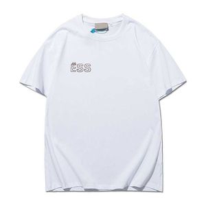 24ss Designer Camisetas Peito Carta Impressão Laminada Impressão Manga Curta High Street Solta Oversize Casual T-shirt 100% Algodão Puro Tops para Homens e Mulheres