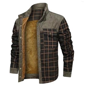 Jackets masculinos de retalhos de retalhos mapeados do Vintage Corduroy Men Men Fleece Liner Quenten Jacket Coat Autumn Winter Mens Clothing Moda