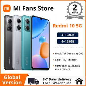 Глобальная версия смартфона Xiaomi Redmi 10, 5G, NFC, 4 ГБ, 128 ГБ, 50 МП, основная камера, 90 Гц, 6,58 дюйма, дисплей, восьмиядерный процессор MediaTek Dimensity 700, 5000 мАч