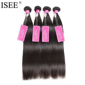 ISEE HAIR brasilianisches reines Haar, glattes Echthaar, 100 Stück, unverarbeitet, 1 Stück Verlängerung, 1036 Zoll, kann 4 Bündel kaufen6385831