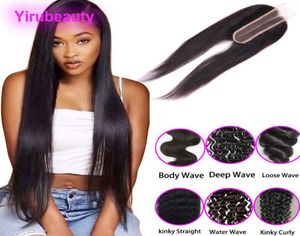 Fechamento de renda de cabelo virgem malaio 2x6 fechamentos parte média kinky encaracolado em linha reta cabelo humano onda profunda encaracolado 1024inch2930226