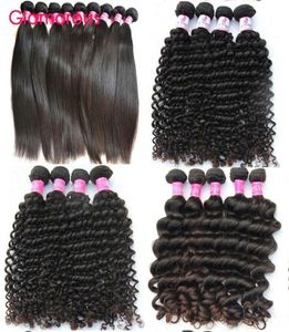 Glamourosa cabelo virgem inteiro não processado cabelo humano brasileiro tece 10 pacotes onda profunda extensões de cabelo reto 4205941