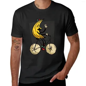 メンズタンクトップバナナライディング自転車Tシャツビンテージかわいい服美学特大のTシャツ男性