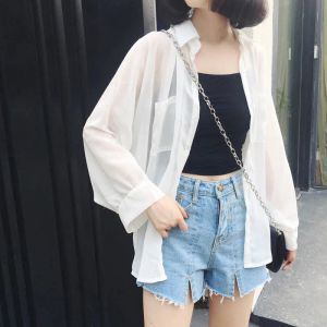 BLOUSE BLOUSE SUMMER KIMONO CARDIGAN Women Thin Shirt 2019 Spring Long Sleeve Tops Female Transparent Blusas Sunscreen DD8118