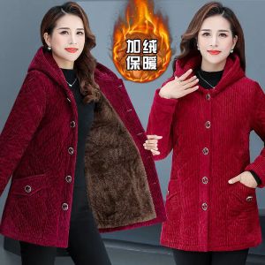 Parkas Corduroy Winter Coat Women Puffer Jacket Winter Ny koreansk stil Långa damer Overtekne Cotton Padded Jacket Keep Warm