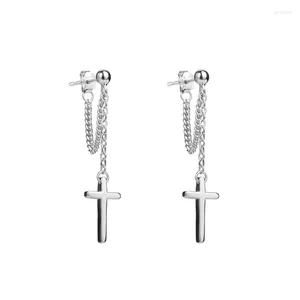 Stud Earrings 925 Silver Needle Tassel Chain Cross Earring For Women Girls Wedding Party Elegant Jewelry Pendientes Eh1034
