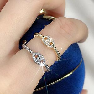 Cluster Rings Dainty Button Ring For Women Trendy Zircon Twist Gold Color Stacking Finger Accessories Jewelry Wholesale Gift R735