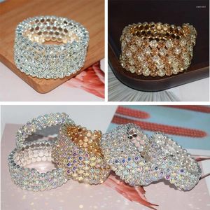 Bangle Fashion Crystal Rhinestones Brud smycken hand handledsarmband bröllop armband armband fem rader