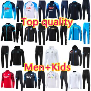 2023 Mezza pull Manica lunga Napoli TrackSuit maglia da calcio 21 22 23 24 tuta da calcioTute giacca kit per bambini SSC Napoli AE7 D10S tuta da allenamento treno tuta Chandal Jogging