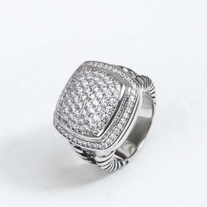 David Yurma Jewelry Designer Rings for Women Men Davids Square 17mmジルコン模倣ダイヤモンドスタイルファッションツイストスレッドリングジュエリーアニロ