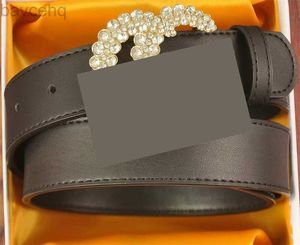 Belts Rhinestone designer belt luxury leather belts black plated gold silver ceinture casual waist cintura fashion crystal letter belts designer 240307