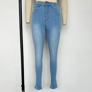 Kvinnors jeans hög elasticitet byxor gradient färg midja rumpa-lifted bantning stretchig sömlös fotledslängd för dam