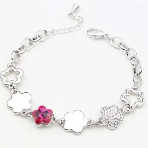 Link Bracelets BN-00056 Authentic Austrian Crystal Flower For Women Korean Fashion Jewelry And Accessories Gift On March 8 Womens Day