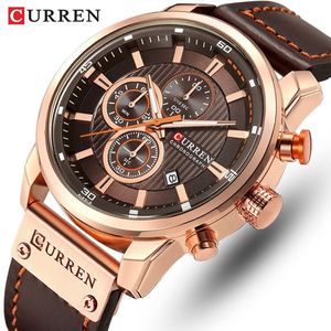 CURREN Orologio da uomo di marca Orologi sportivi in pelle Orologio da polso militare al quarzo da uomo Cronografo Orologio maschile Relogio Masculino 312s