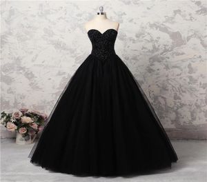 Real Image Elegant Girls Pageant Dresses Sweetheart Sequins Beads Prom Dresses Floor Length Tulle Custom Made Women Formal Party G1385193