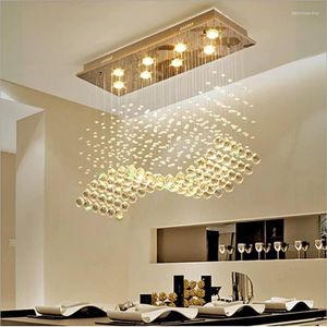 Lustres ondulados lustre de cristal decoração para casa luxo suspensão luminária sala estar jantar quarto pingente lâmpadas para teto