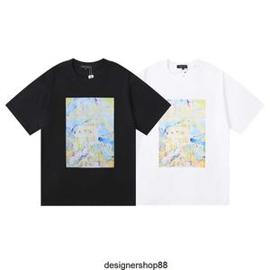 Best Quality 23ss Trendy Purple Brand Landscape Painting Abstract Oil High Street Hip-hop Mens and Womens Casual Short Sleeved T-shirt