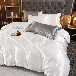 Wasart Luxus Satin Rayon Bettwäsche Set Nordic White Duvet Cover Eins Doppelkönigin Kingsize -Quilt Cover 150180 Tröster Cover 240228