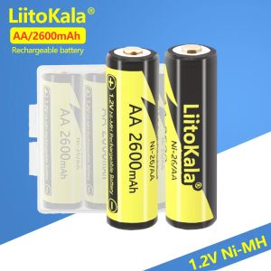 1PCS LiitoKala Ni-26/AA 1,2 V 2600mAh Ni-MH AA Rechargeble Batterie für Kamera Anti-dropping Spielzeug auto + AA Batterie Box