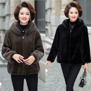 Fur Mother winter fur coat middleaged and old women's autumn and winter short style broad too imitation mink coat