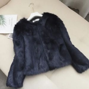 Fur Fashion Womens Imitation Rabbit Fur Coat Winter Warmth Parka Cropped Jacket Long Sleeve Top Free Shipping Wholesale Korean New