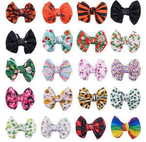 Boże Narodzenie Halloween Baby Girlpins Sieci Słodka ins Drukuj Bowknot Hair Clip Leopard Bow Bowriclips Plaid Barrette DIY Hair Accessories1500263