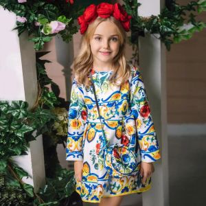 Dresses Princess Girls Dress Long Sleeve 2023 Autumn Brand Children Christmas Dress with Bag Printed Kids Dresses for Girls Clothing