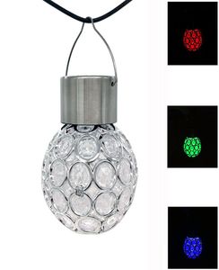 Solar Powered Hanging LED Light Outdoor Garden Decorative Sparkling Crystals Gazing Ball Landscape Holiday Solar Lamp1014181