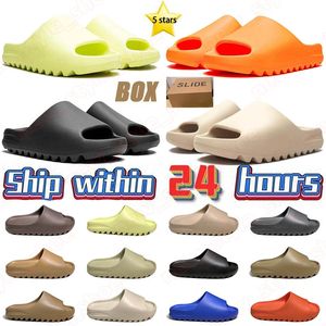 2024 with box designer slide foam runners slippers mens women famous sandals slides onyx vermilion mx moon gray bone luxurys rubbers loafers shoes big size