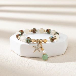Strand Kirykle Boho pärlstav armband för kvinnor inlagda strass sjöstjärna hänge handgjorda elastiska smycken gif