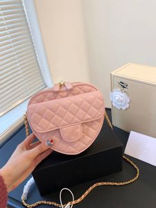 Heart-shaped cute women's Bag 2024 Luxury top designer new fashion all-match shoulder bag women's string chain clutch Cross art purse