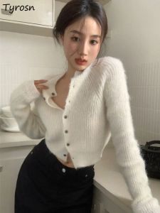 Cardigans Cardigan Women Tender Simple Classic Warm Korean Style Casual Allmatch Sweater Autumn Retro Stylish Ladies Croped Daily Slim