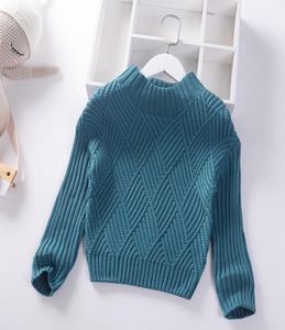 2020 outono inverno novos meninos meninas camisola moda bebê malha pulôver sólido crianças roupas gola alta crianças jumper grosso sweat3755274