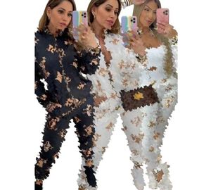 Nowe modne pełne litery drukowane kombinezony joggingowe kobiety dresowe projektantki dorywcze marki kurtki zamka i spodnie jogger haftowe kobiety dwa stroje ustawione