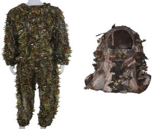 3D Leaf Adults Ghillie Suit Woodland Camo with Camouflage Face Mask 3D Leaf Stereo Turkey Hunting Mask2741736