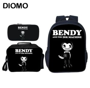 Diomo Bendy And The Ink Machine Borse da scuola per ragazze adolescenti Ragazzi Zaino Set Maschio Feminina Laptop Chilren Bagpack Grande carino J18392009