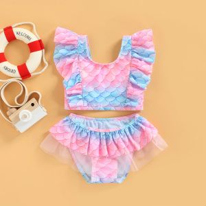 Costumi da bagno MaBaby 18M6Y Bambino Kid Ragazze Costume da bagno Estate Costumi da bagno Gelato Sirena Bikini Set Bambini Beachwear Costume da bagno D01