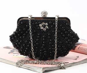 Pearl handbags Diamond rhinestone Luxury banquet package pure manual satin evening bags for bridal and lady wear handbags handbag 1898532