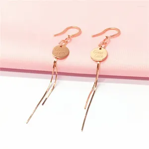 Dangle Earrings 585 Purple Gold For Women Plated 14K Rose Colorful Fashion Glossy Letter Tassel Earings Banquet Jewelry