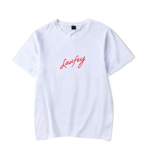 Футболка LaufeyTshirt Merch Signature с принтом, Laufey Crewneck Унисекс Тренд Повседневная футболка с короткими рукавами Топ