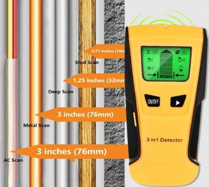 Detectores de metais industriais Vastar 3 em 1 Detector Encontre pregos de madeira Tensão AC Fio vivo Detectar scanner de parede Caixa elétrica Finder1901466
