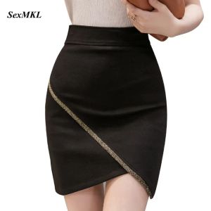 Rock Frauen Sommerröcke Schwarz 2023 Mode hohe Taille Kurzer Mikro -Minirock koreanische Bekleidungsbüro Bodycon Sexy Bleistiftrock xxl