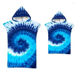 Towel Tie Dyed Beach Microfiber Quick Dry Hooded Bath Towels Adult Child Parent-Child Changing Robe Poncho Swim Surf Diving