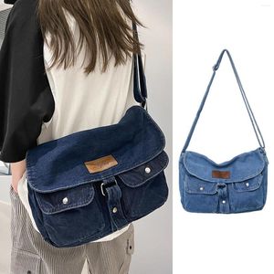 Alışveriş çantaları yumuşak denim çok cepli omuz meslej şık kadın erkekler crossbody cüzdanlar 2024 trendler çanta öğrenci çantası