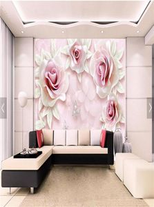 3d обои с цветочным рисунком Po, обои для гостиной, спальни, декор, papel pintado, paredrollos, обои для домашнего декора, 3d роза, цветок245a9261201