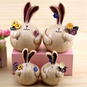 素朴な脂肪のウサギの装飾、イースター樹脂の装飾、花を選ぶ脂肪のウサギ、ウサギ愛好家、創造的な贈り物、イースター